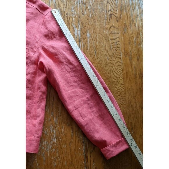 Talbots Irish Linen Blazer Shirt Jacket Coral Pink Button Front Women's - Picture 10 of 12